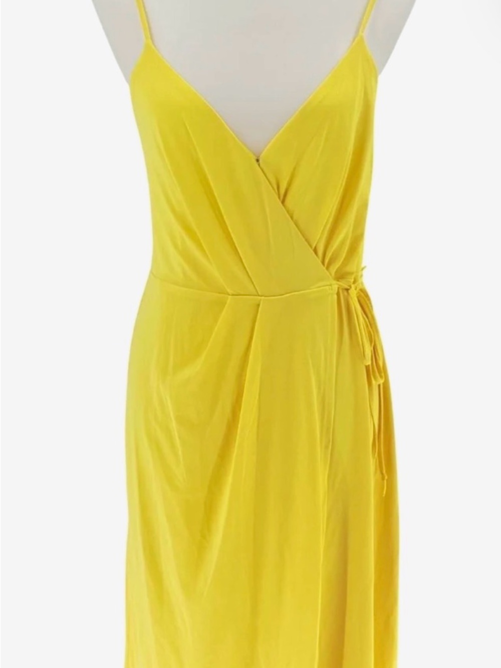 BCBGeneration Yellow Strapless Wrap Midi Dress with Tie